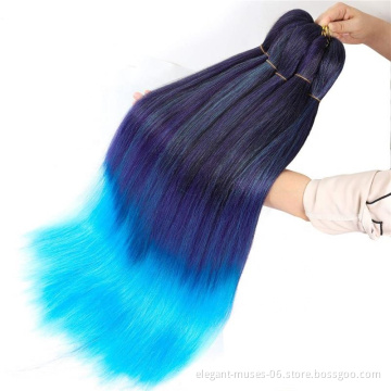 28" Pre Stretched Yaki Straight Ombre Braid Hot Water Setting braiding hair Wholesale 2 Tone EASY Braiding Hair